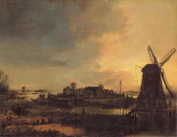 Aert van der Neer Landscape with a Mill Spain oil painting art